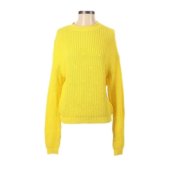 🌺 Abound Nordstrom Ribbed Knit Yellow Crew Neck Dolman Sweater Size S NWT - Picture 1 of 9